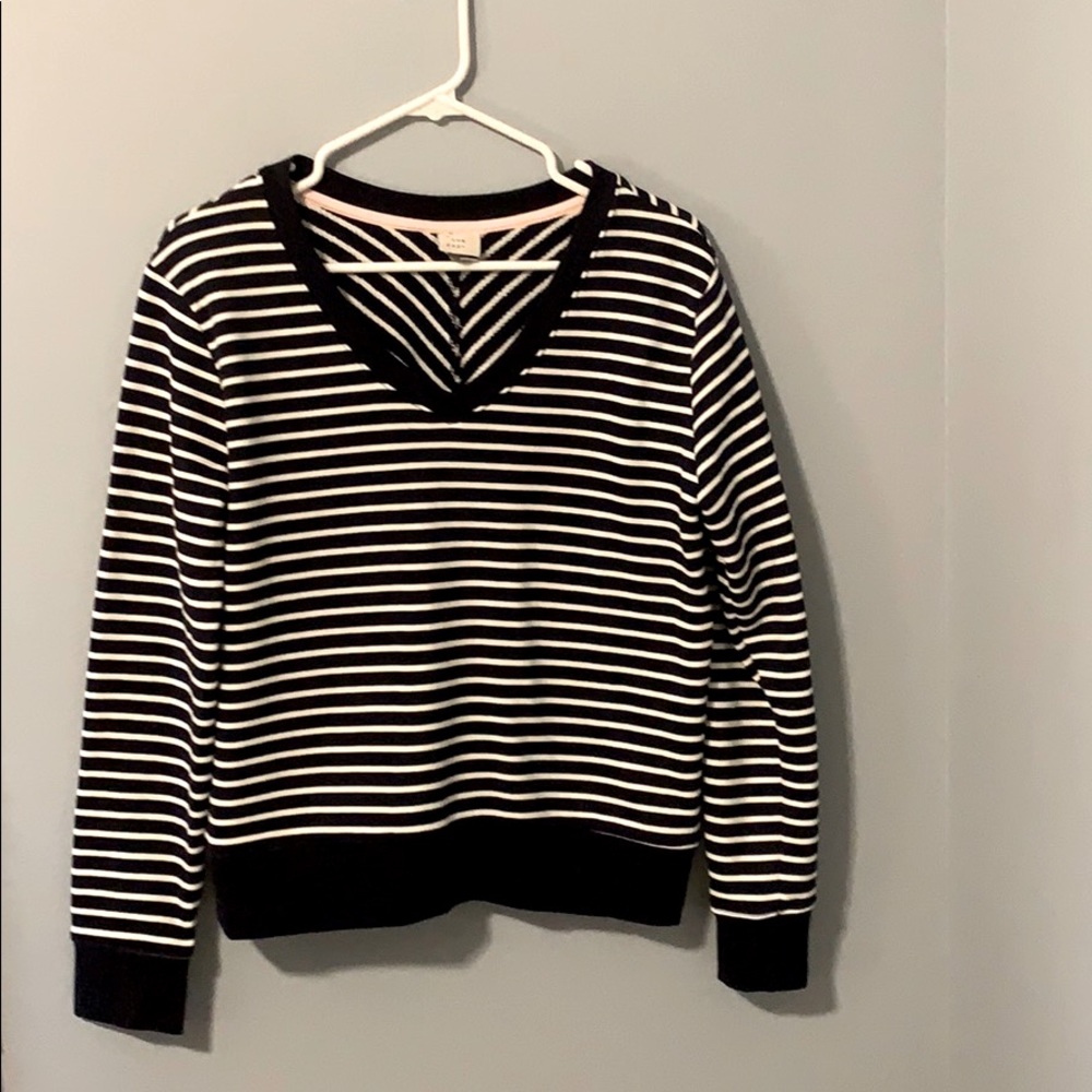 Navy blue $ white striped sweatshirt SZ S